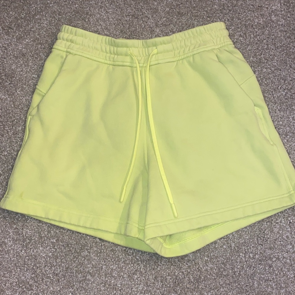 High waisted lime green Lululemon shorts